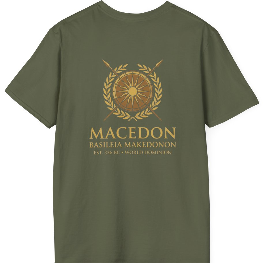 Macedonian Empire Crest Back Print T-Shirt - Military Green back