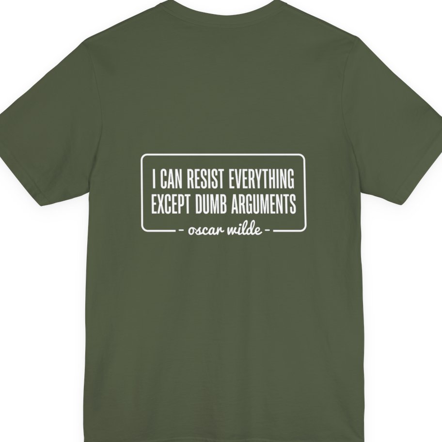 Oscar Wilde Quote Back Print Premium Tee - Military Green back