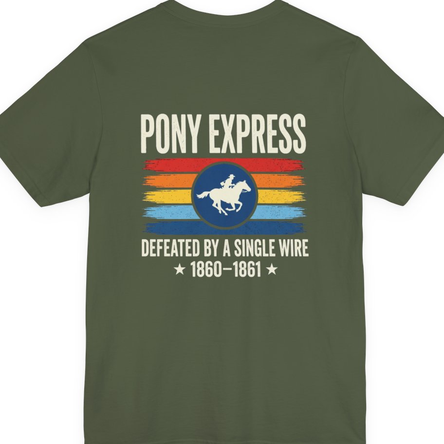 Pony Express Memorial Back Print Premium Tee - Military Green back