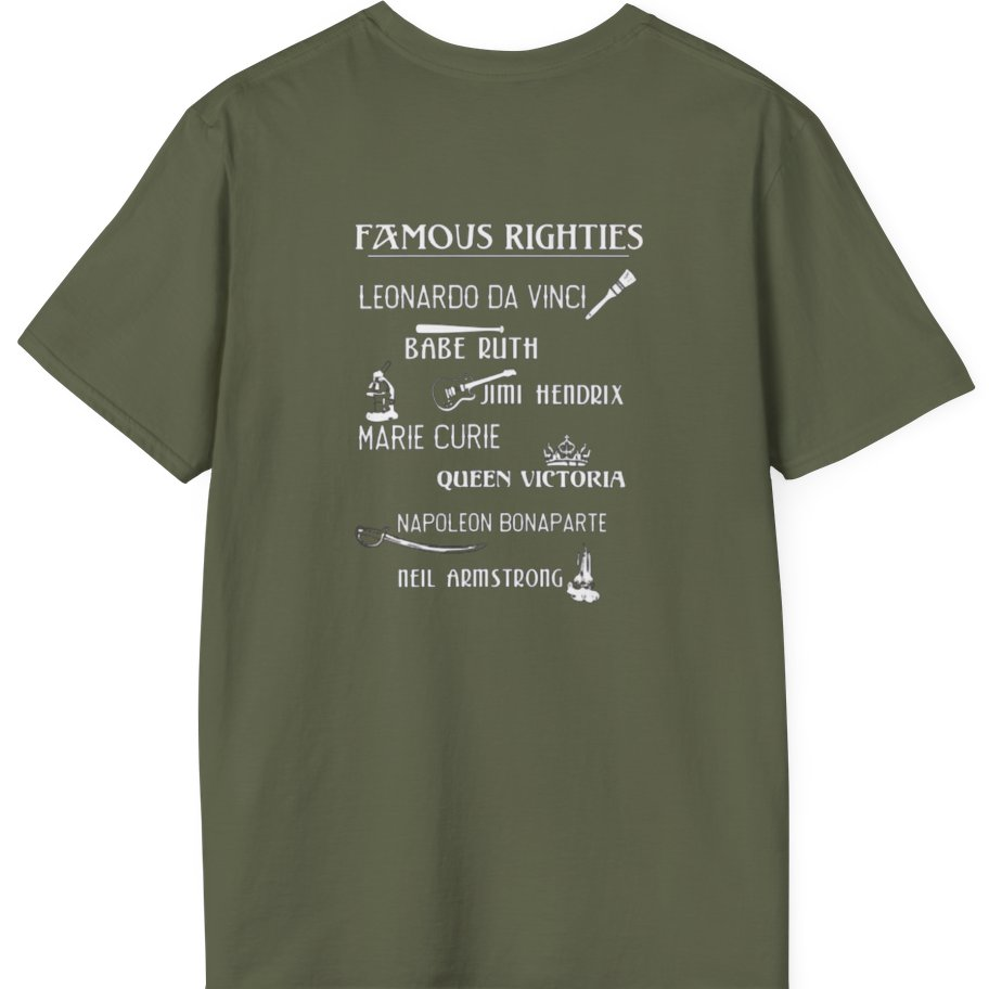 Famous Righties Back Print T-Shirt - Military Green back
