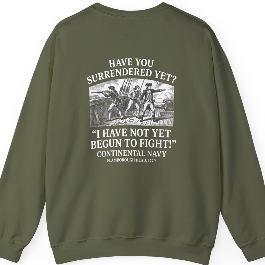 Not Yet Begun To Fight Back Print Sweatshirt - Military Green back