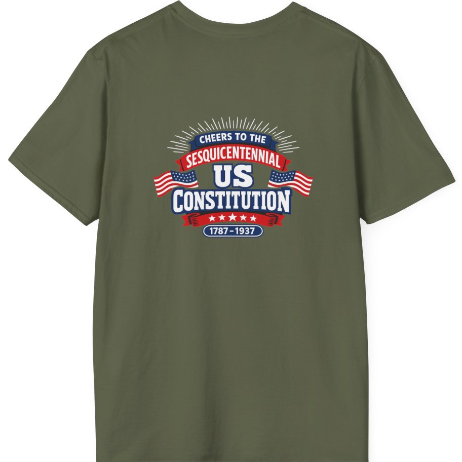 Cheers To The Sesquicentennial Us Back Print T-Shirt - Military Green back