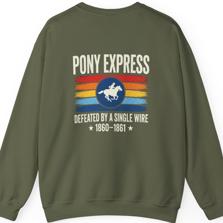 Pony Express Memorial Back Print Sweatshirt - Military Green back