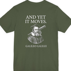 Galileo And Yet It Moves Back Print Premium Tee - Military Green back