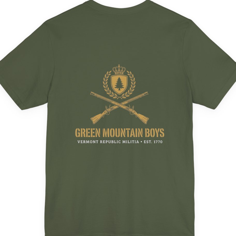 Green Mountain Boys Crest Back Print Premium Tee - Military Green back