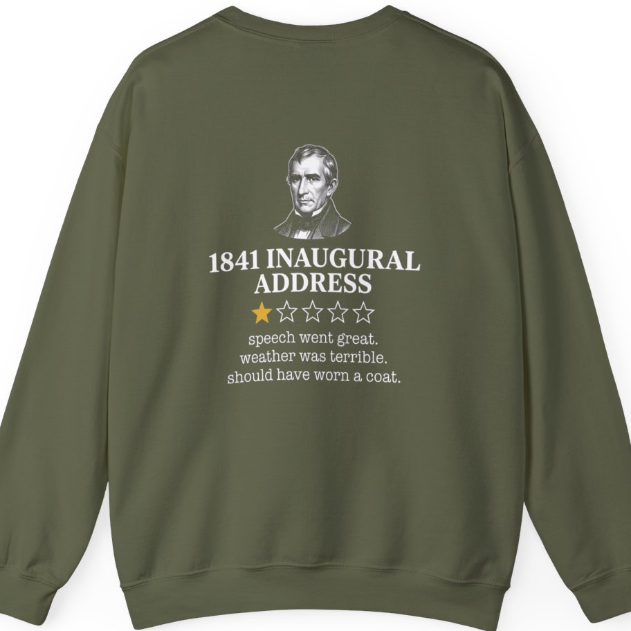 Inaugural Address Review Back Print Sweatshirt - Military Green back