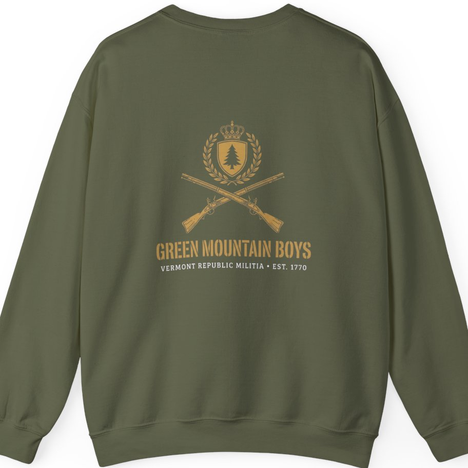 Green Mountain Boys Crest Back Print Sweatshirt - Military Green back
