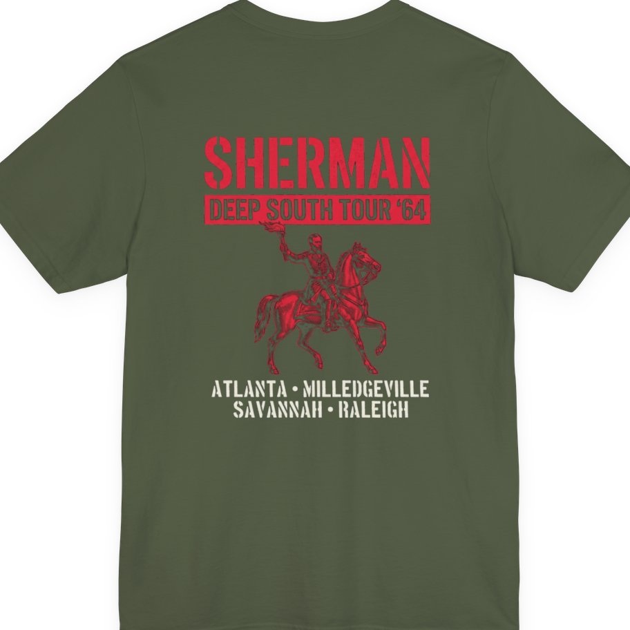 Sherman Deep South Tour Vintage Back Print Premium Tee - Military Green back
