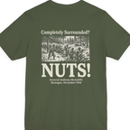 Bastogne Nuts Defiance Back Print Premium Tee - Military Green back