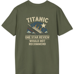 Titanic One Star Review Back Print T-Shirt - Military Green back