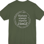 History Always Repeats Back Print Premium Tee - Military Green back
