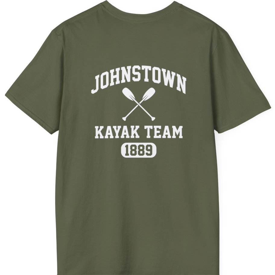 Johnstown Kayak Team Back Print T-Shirt - Military Green back
