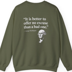 George Washington No Excuse Back Print Sweatshirt - Military Green back