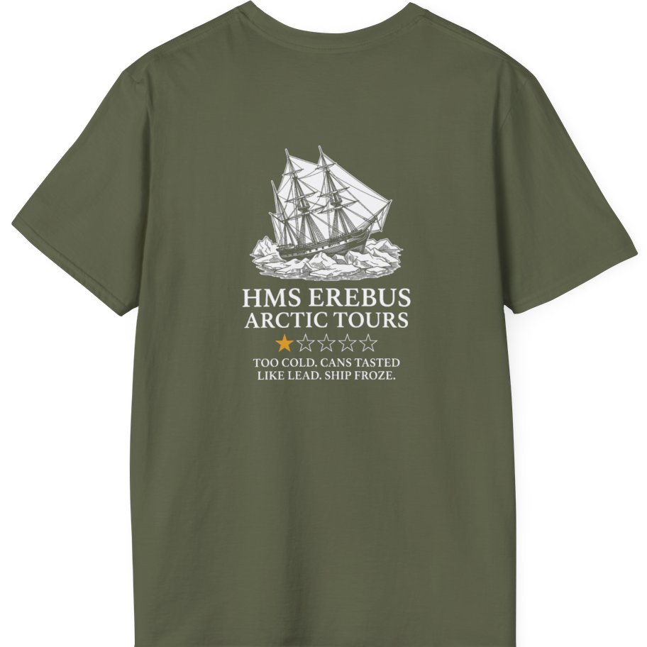 Hms Erebus Arctic Tours Back Print T-Shirt - Military Green back