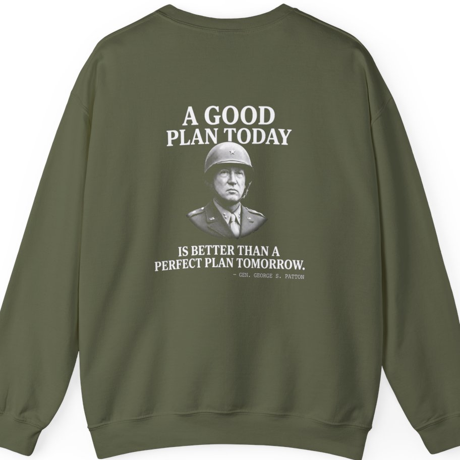 Patton Good Plan Back Print Sweatshirt - Military Green back