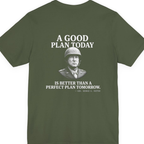 Patton Good Plan Back Print Premium Tee - Military Green back