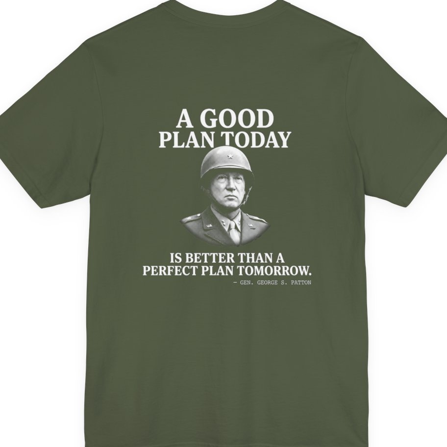 Patton Good Plan Back Print Premium Tee - Military Green back