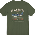 Black Sheep Squadron Crest Back Print Premium Tee - Military Green back