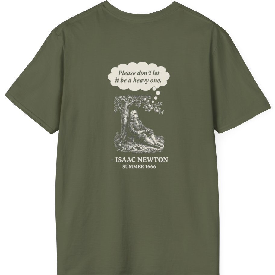Newton Gravity Anxiety Back Print T-Shirt - Military Green back