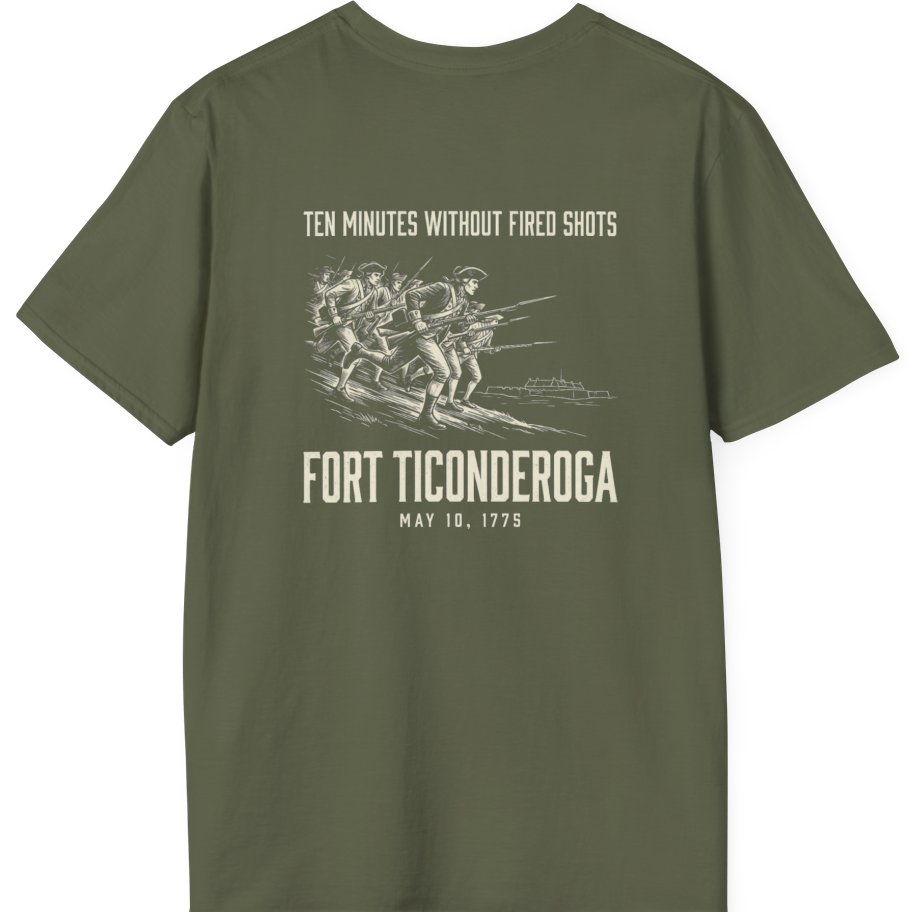 Fort Ticonderoga Ten Minutes Back Print T-Shirt - Military Green back