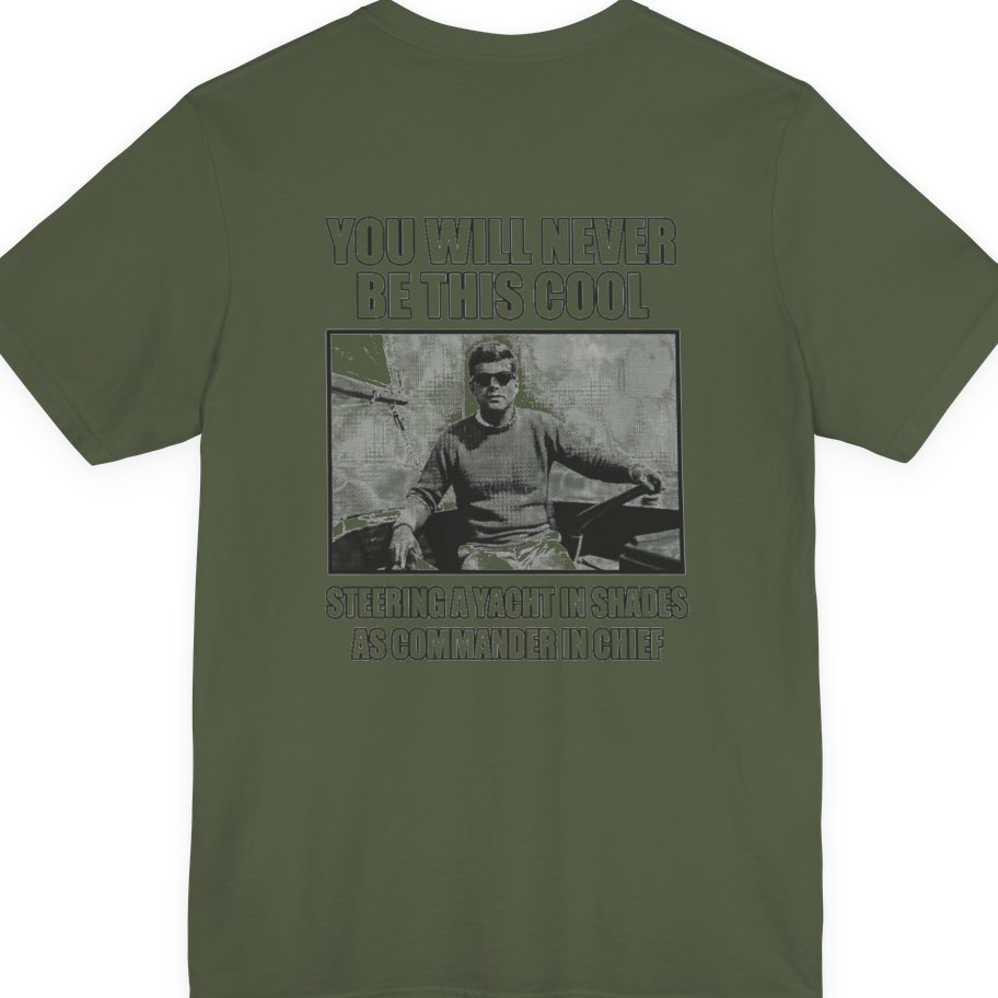 Jfk Yacht Sunglasses Flex Back Print Premium Tee - Military Green back