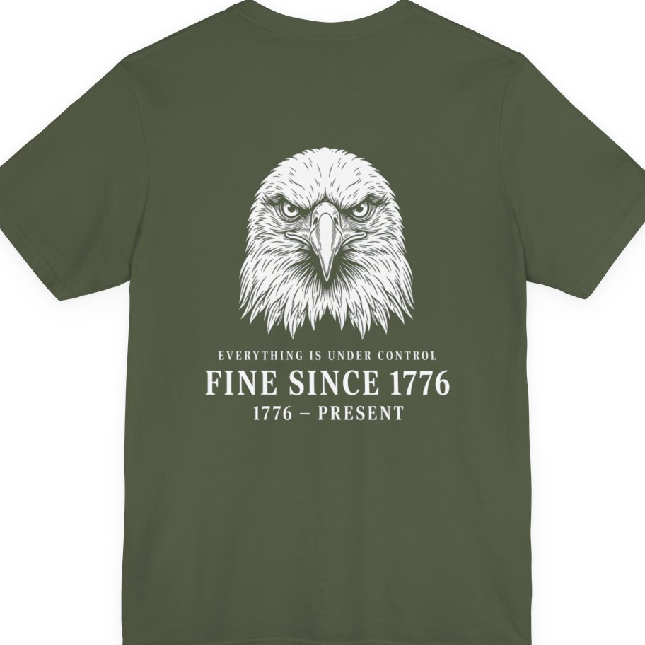 Stressed Eagle Fine Since Back Print Premium Tee - Military Green back