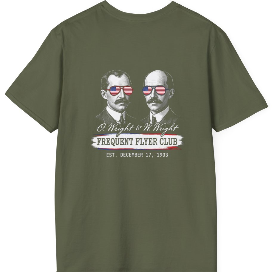 Wright Brothers Frequent Flyer Back Print T-Shirt - Military Green back