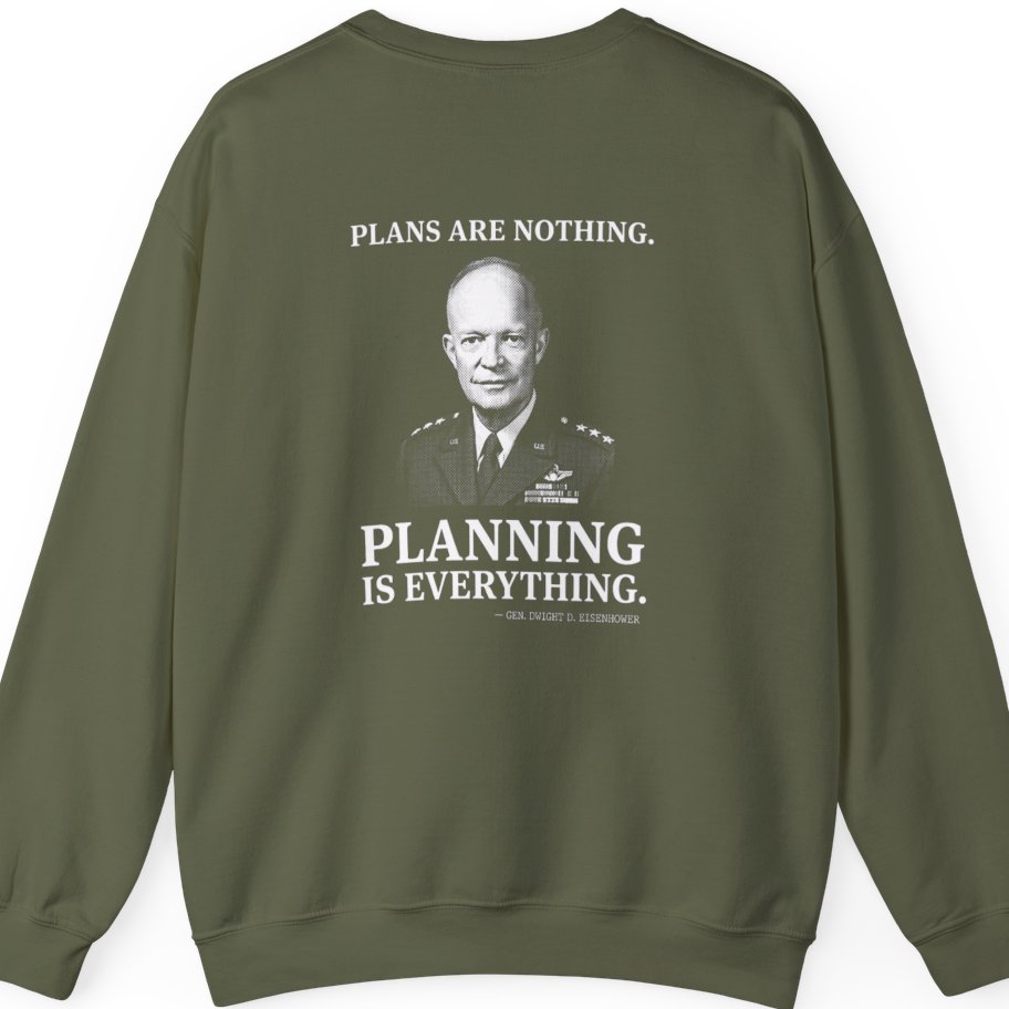 Eisenhower Planning Everything Back Print Sweatshirt - Military Green back