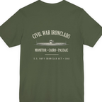Civil War River Ironclads Back Print Premium Tee - Military Green back