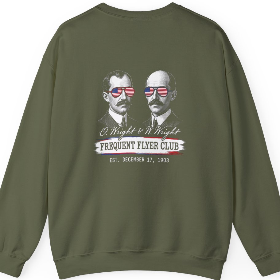Wright Brothers Frequent Flyer Back Print Sweatshirt - Military Green back