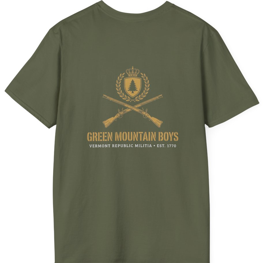 Green Mountain Boys Crest Back Print T-Shirt - Military Green back