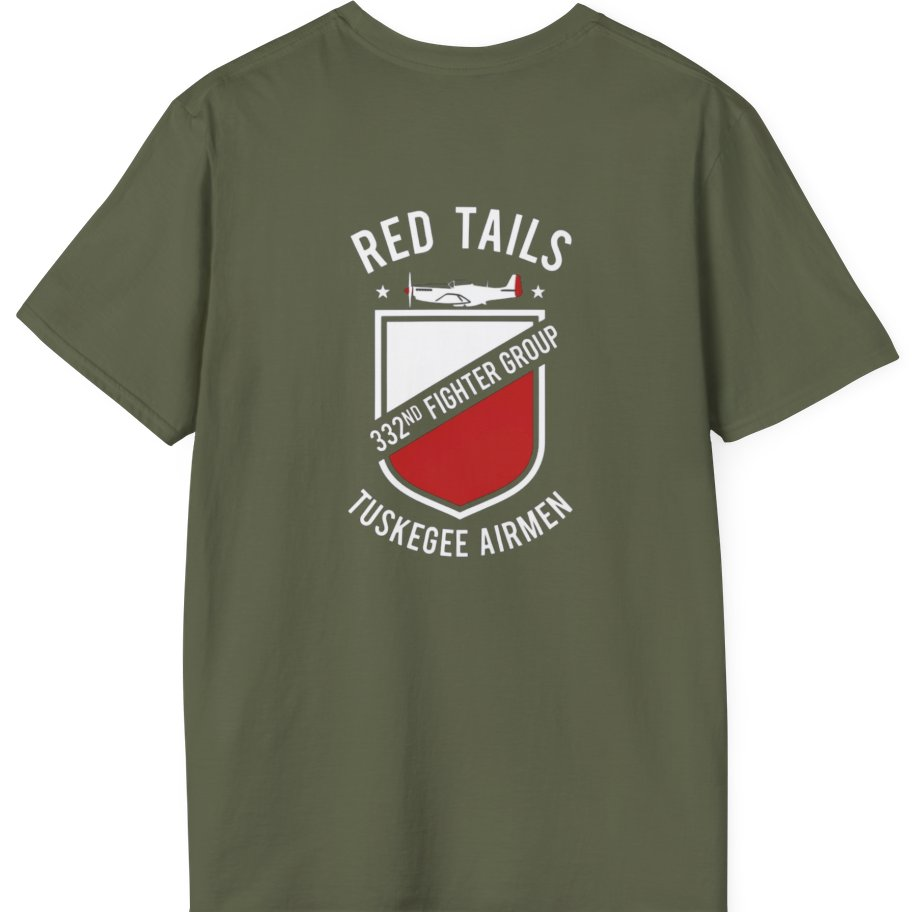Red Tails 332nd Fighter Group Back Print T-Shirt - Military Green back