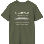 Css Hunley Submarine Memorial Back Print T-Shirt - Military Green back