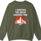 Great Chicago Fire Classic Back Print Sweatshirt - Military Green back