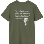 George Washington No Excuse Back Print T-Shirt - Military Green back
