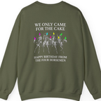 Four Horsemen Birthday Party Back Print Sweatshirt - Military Green back