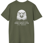 Stressed Eagle Fine Since Back Print T-Shirt - Military Green back