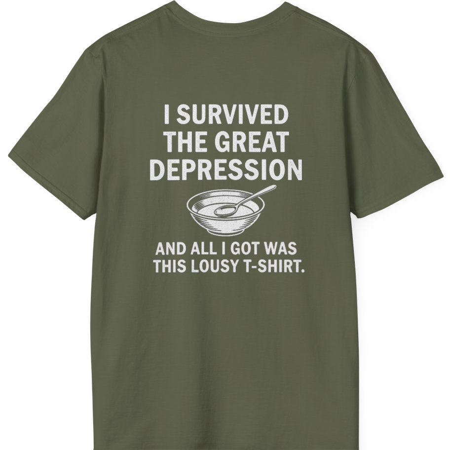 Great Depression Back Print T-Shirt - Military Green back