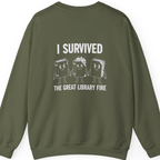 I Survived The Great Library Back Print Sweatshirt - Military Green back