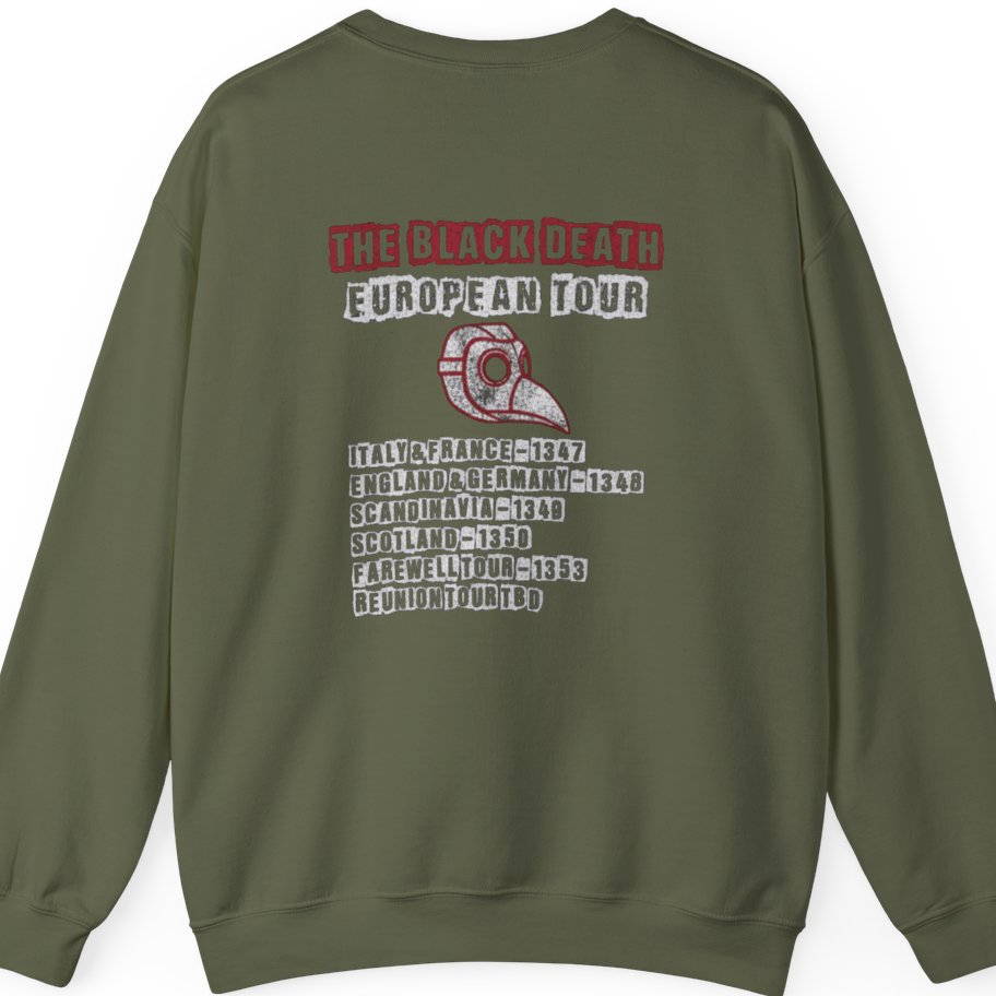 The Black Death European Tour Back Print Sweatshirt - Military Green back
