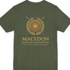 Macedonian Empire Crest Back Print Premium Tee - Military Green back