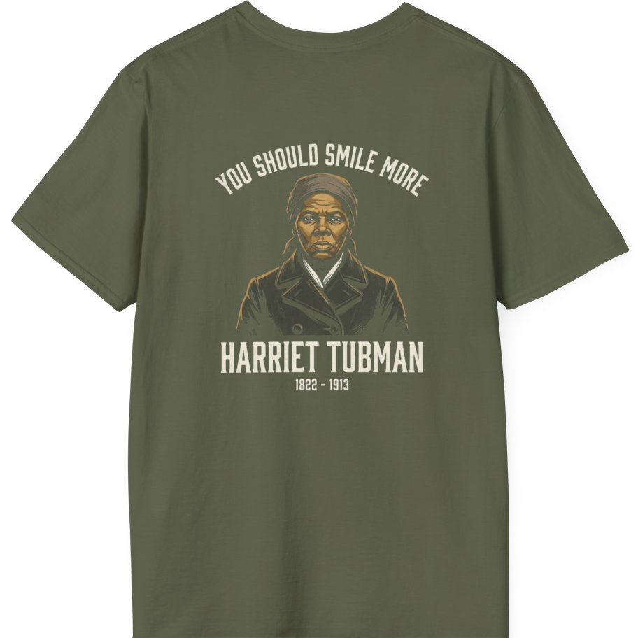 You Should Smile More Harriet Back Print T-Shirt - Military Green back