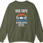 Vhs Tape Memorial Back Print Sweatshirt - Military Green back