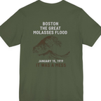 Boston The Great Molasses Flood Back Print Premium Tee - Military Green back