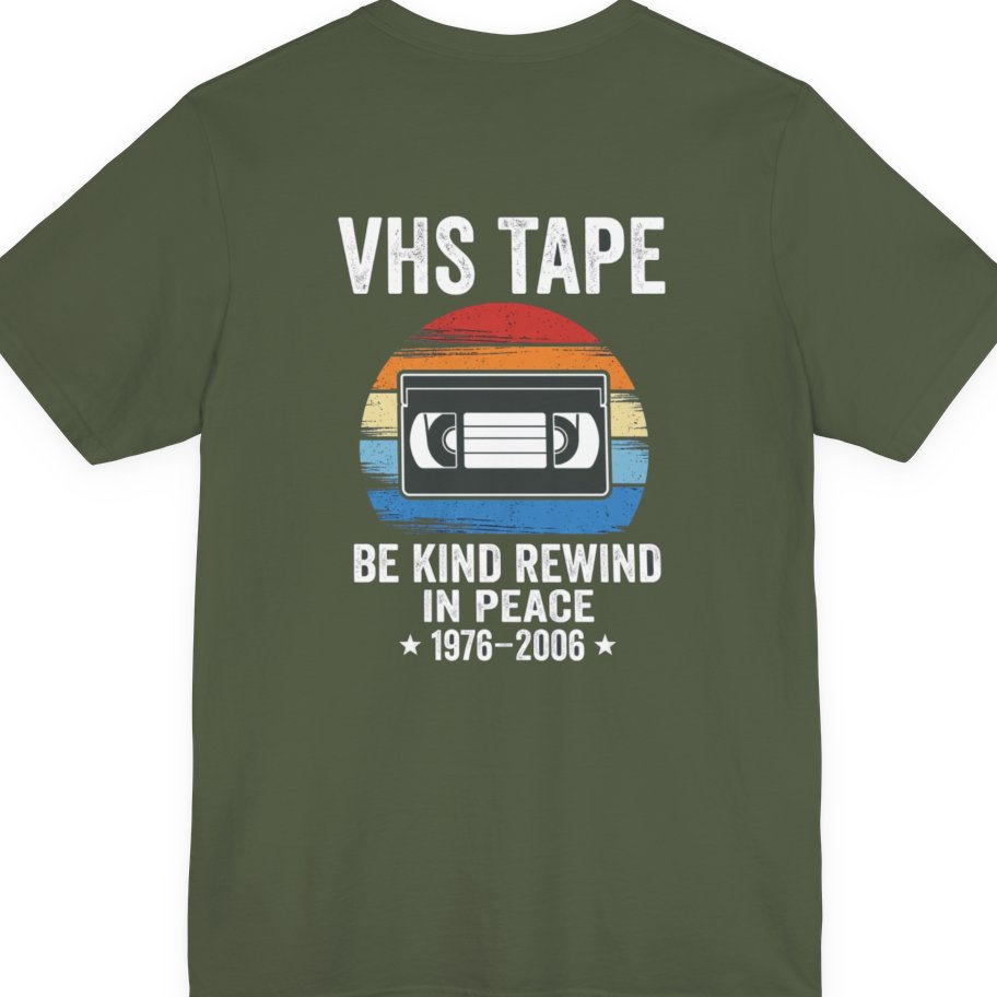 Vhs Tape Memorial Back Print Premium Tee - Military Green back