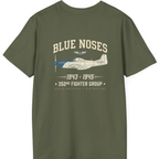 Blue Nosed Fighter Group Back Print T-Shirt - Military Green back