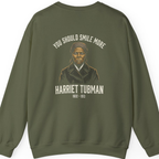 You Should Smile More Harriet Back Print Sweatshirt - Military Green back