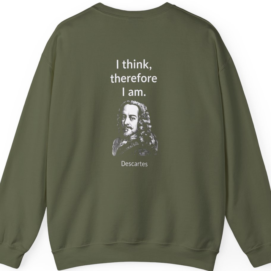 Cogito Ergo Sum Back Print Sweatshirt - Military Green back