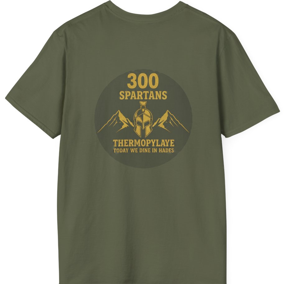 Spartans Thermopylae Back Print T-Shirt - Military Green back