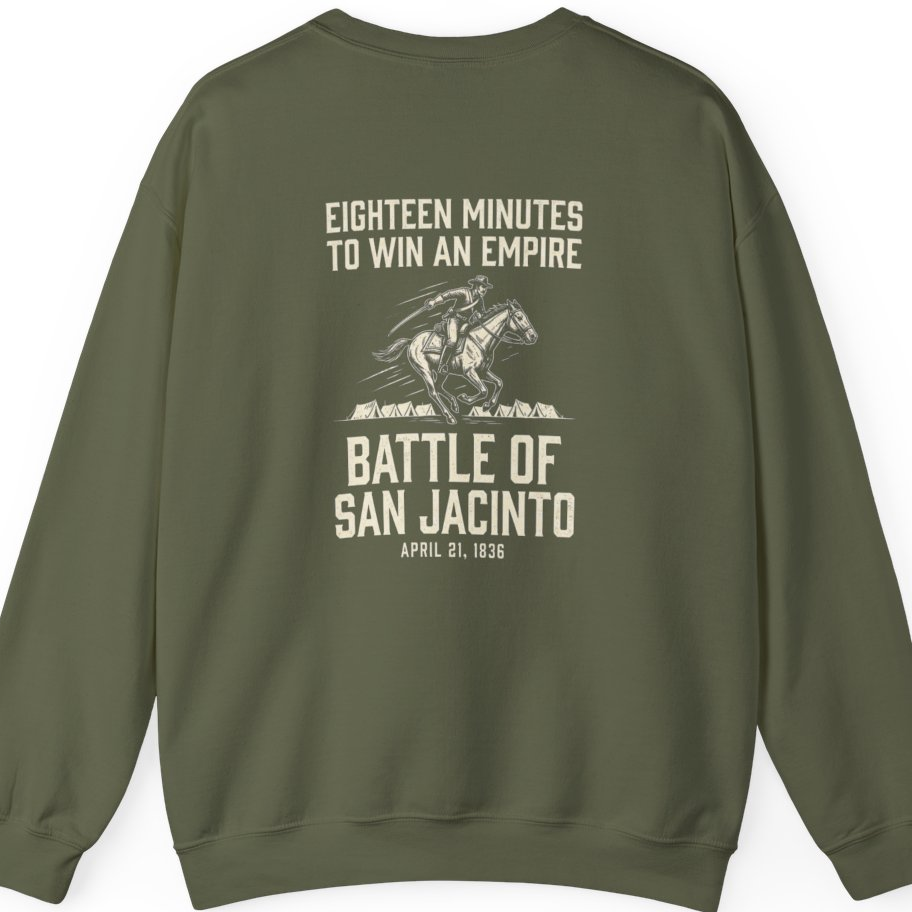 San Jacinto Eighteen Minutes Back Print Sweatshirt - Military Green back